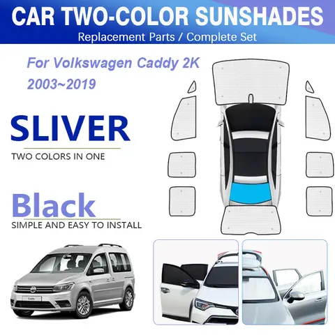 For VW Volkswagen Caddy 2K 2003~2019 Car Window Sunshades Black Silver Window Visor Shield Windshield Cover Pad Auto Accessories