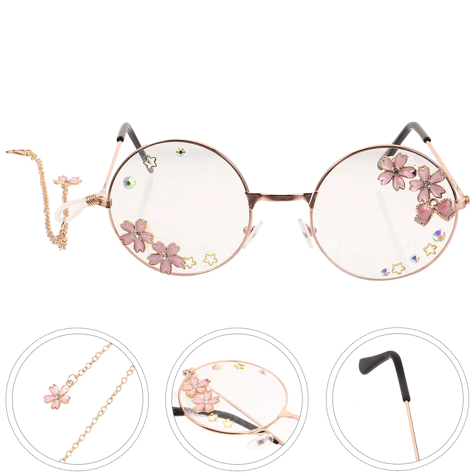 Bow Round Frame Glasses Eyeglasses Chain Flat Mirror for Women Kawaii Metal Cosplay Miss Sunglasses with
Bow Round Frame Glasses Eyeglasses Chain Flat Mirror for Women Kawaii Metal Cosplay Miss Sunglasses with