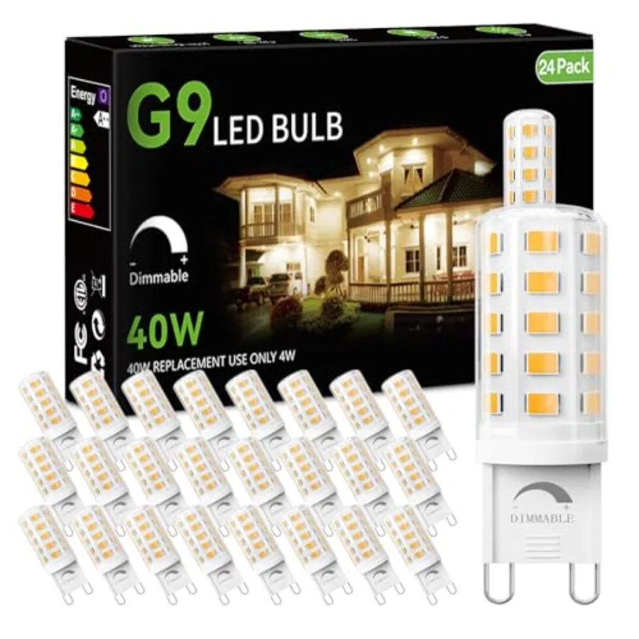 Dimmable G9 LED Bulb 4W Equivalent 40 Watt T4 G9 Bi-pin Base Halogen Replacement G9 Socket Light Bulb for Chandelier Wall Sconc
Dimmable G9 LED Bulb 4W Equivalent 40 Watt T4 G9 Bi-pin Base Halogen Replacement G9 Socket Light Bulb for Chandelier Wall Sconc