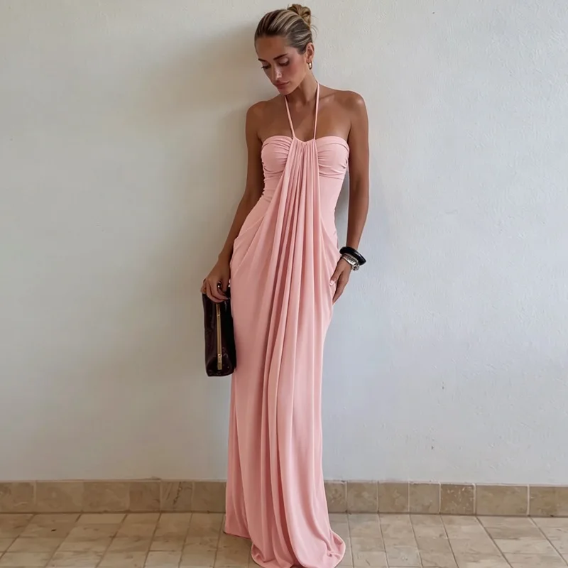 2026 Summer New Women's Vacation Style Solid Color Tie-up Sexy Backless Strapless Halter Dress Birthday Dress Outfits Robe Sexy
2026 Summer New Women's Vacation Style Solid Color Tie-up Sexy Backless Strapless Halter Dress Birthday Dress Outfits Robe Sexy