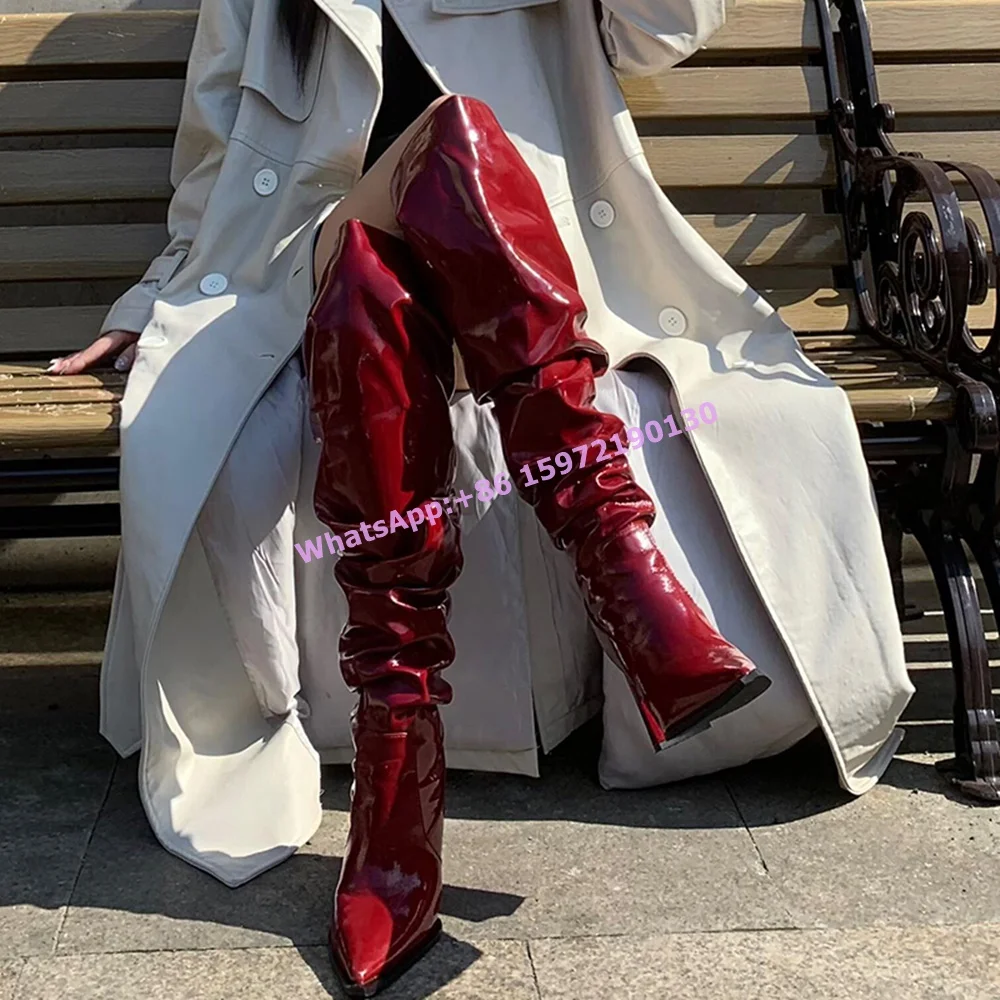 Burgundy Knee High Boots Pleated Pointy Toe High Heels Slip On Runway Hotties Knight Boots Concise Sexy Winter Shoes 2025
Burgundy Knee High Boots Pleated Pointy Toe High Heels Slip On Runway Hotties Knight Boots Concise Sexy Winter Shoes 2025