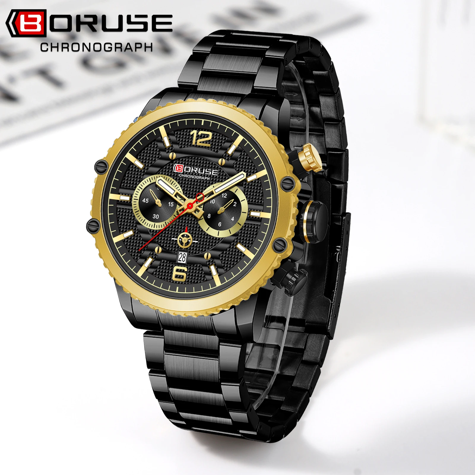 BORUSE Men Chronograph Quartz Watches Waterproof Calendar Man Business Sport Watch for Men Clock
BORUSE Men Chronograph Quartz Watches Waterproof Calendar Man Business Sport Watch for Men Clock