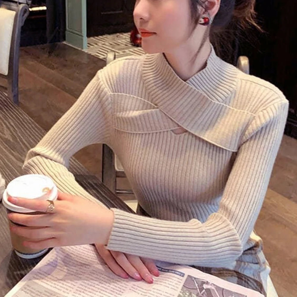 Solid Slim Thin Long sleeved Knit Sweater New Half High Neck Shirt for Women S-XL Black White khaki Elegant Casual Blouse Blusas
Solid Slim Thin Long sleeved Knit Sweater New Half High Neck Shirt for Women S-XL Black White khaki Elegant Casual Blouse Blusas