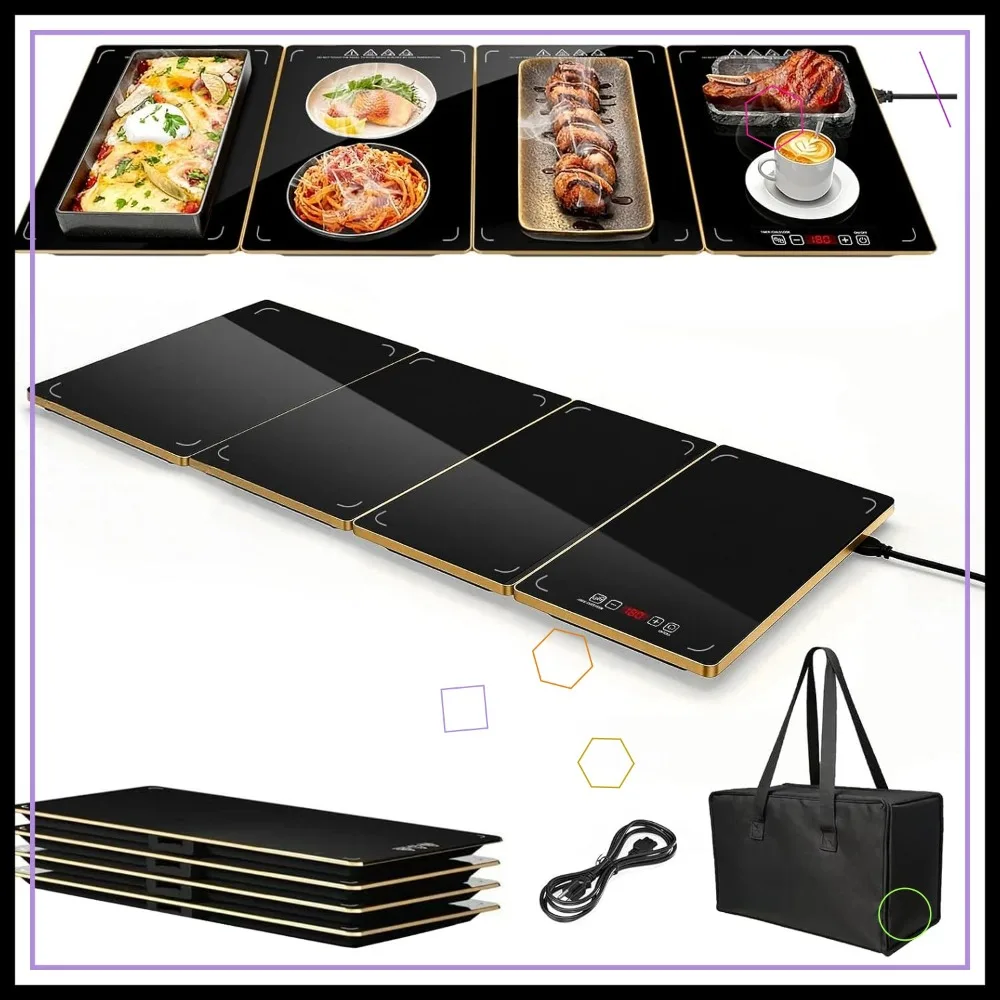 Electric Warming Tray XXL 35x16in with Storage Bag, 4-in-1 Expandable Food Warmer, 8-Level Temp & Timer, Gold Edge
Electric Warming Tray XXL 35x16in with Storage Bag, 4-in-1 Expandable Food Warmer, 8-Level Temp & Timer, Gold Edge