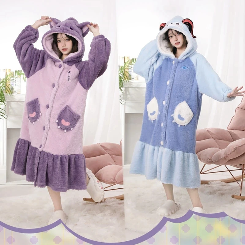 Game Genshin Impact Keqing Ganyu Cosplay Nightdress Coat Women Winter Lovely Plush Jumpsuit Pajamas Super thick Hooded Nightgown
Game Genshin Impact Keqing Ganyu Cosplay Nightdress Coat Women Winter Lovely Plush Jumpsuit Pajamas Super thick Hooded Nightgown
