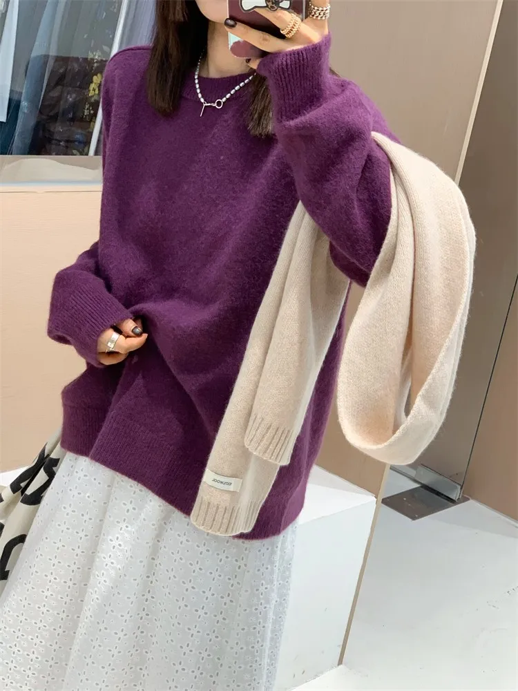 Feita Beautiful Lazy Aosphere Women's Purple Sweater Autumn Winter Warm Fce Long Sve round Ne Overhead irt
Feita Beautiful Lazy Aosphere Women's Purple Sweater Autumn Winter Warm Fce Long Sve round Ne Overhead irt