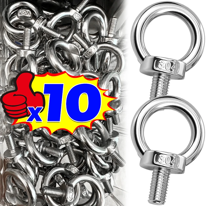 304 Stainless Steel Lifting Eye Screws High Strength Extended Eyebolt Heavy Duty Marine Grade Fastener Accessories M4 M5 M6 M8
304 Stainless Steel Lifting Eye Screws High Strength Extended Eyebolt Heavy Duty Marine Grade Fastener Accessories M4 M5 M6 M8