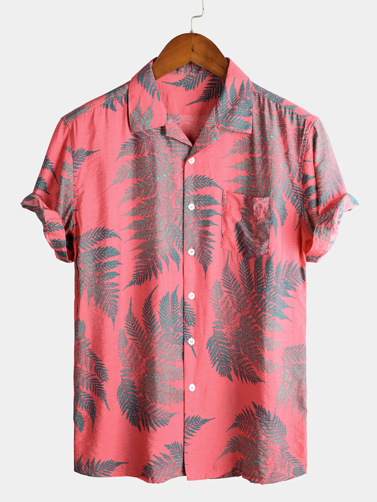 Men's Tropical Leaves Print Hawaiian Pocket Collar Top Button-Down Short Sleeve Shirt
Men's Tropical Leaves Print Hawaiian Pocket Collar Top Button-Down Short Sleeve Shirt
