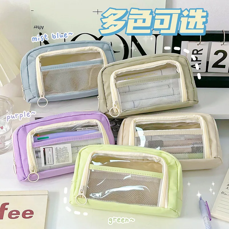 New Transparent Large Capacity Pencil Case Girls School Supplies Simple Solid Color Stationery Holder Bag Pen Case
New Transparent Large Capacity Pencil Case Girls School Supplies Simple Solid Color Stationery Holder Bag Pen Case