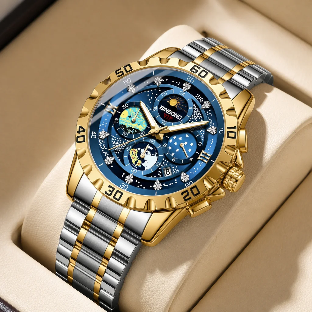 1pcs Fashion Two Tone Metal Strap Watch Blue Starry Dial Multi Dial Design Trendy Casual Wristwatch For Men
1pcs Fashion Two Tone Metal Strap Watch Blue Starry Dial Multi Dial Design Trendy Casual Wristwatch For Men