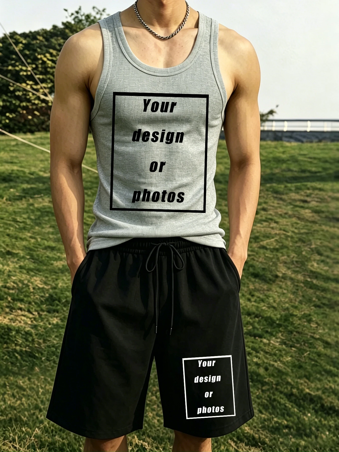 Personalized Men's Summer Tank Top Set Customized Fitness Sports Vest Versatile Vacation Pocket Shorts Loose Fashion Clothing
Personalized Men's Summer Tank Top Set Customized Fitness Sports Vest Versatile Vacation Pocket Shorts Loose Fashion Clothing