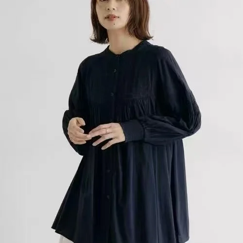 Elegant Embroidered Cotton Long Sleeve Shirt Women's round Neck High Hanging Sense Midi Shirt Spring 2026 New Style
Elegant Embroidered Cotton Long Sleeve Shirt Women's round Neck High Hanging Sense Midi Shirt Spring 2026 New Style