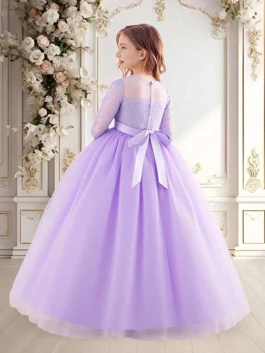 Lavender Lace 3/4 Sleeve Bow Mesh Ball Gown Dress For Formal Party Prom
Lavender Lace 3/4 Sleeve Bow Mesh Ball Gown Dress For Formal Party Prom