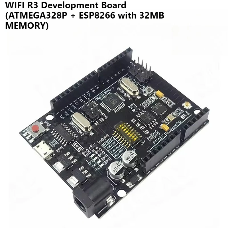 WiFi R3 Development Board ATmega328P ESP8266 32Mb Memory USB TTL CH340G Compatible with Arduino UNO for IoT Project