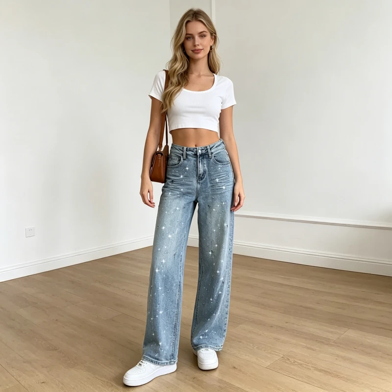 Women Jeans Straight Pants Vintage Denims 2026 Streetwear Diamonds High Waist Distressed Washed Pockets Wide Leg Trousers
Women Jeans Straight Pants Vintage Denims 2026 Streetwear Diamonds High Waist Distressed Washed Pockets Wide Leg Trousers
