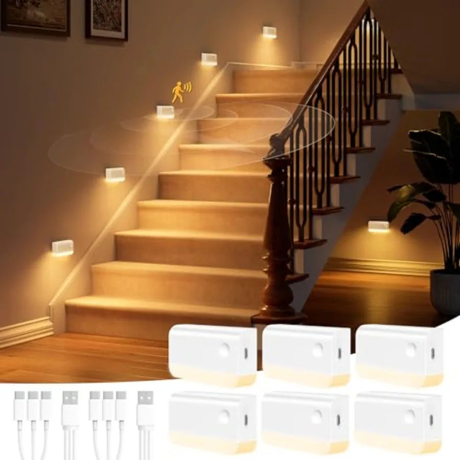 Motion Sensor Stair Lights Indoor, Rechargeable Wireless Step Lights with Color Temperatures, 1200mAh Battery, Magnetic Base fo
Motion Sensor Stair Lights Indoor, Rechargeable Wireless Step Lights with Color Temperatures, 1200mAh Battery, Magnetic Base fo