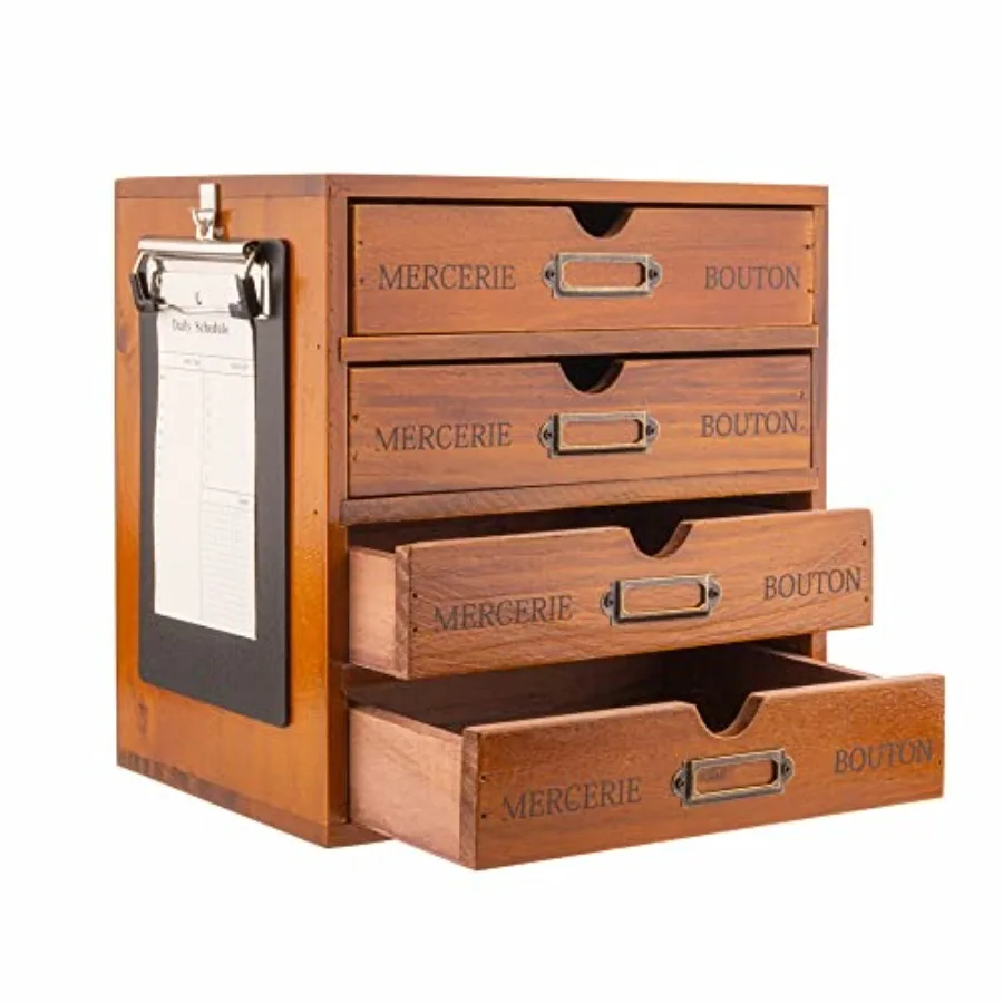 Wooden Storage Box Rustic Desktop Organizer with Drawers/Labels 4 Tier Office Desk Accessories Shelf with A6 Clipboard Small Cr
Wooden Storage Box Rustic Desktop Organizer with Drawers/Labels 4 Tier Office Desk Accessories Shelf with A6 Clipboard Small Cr