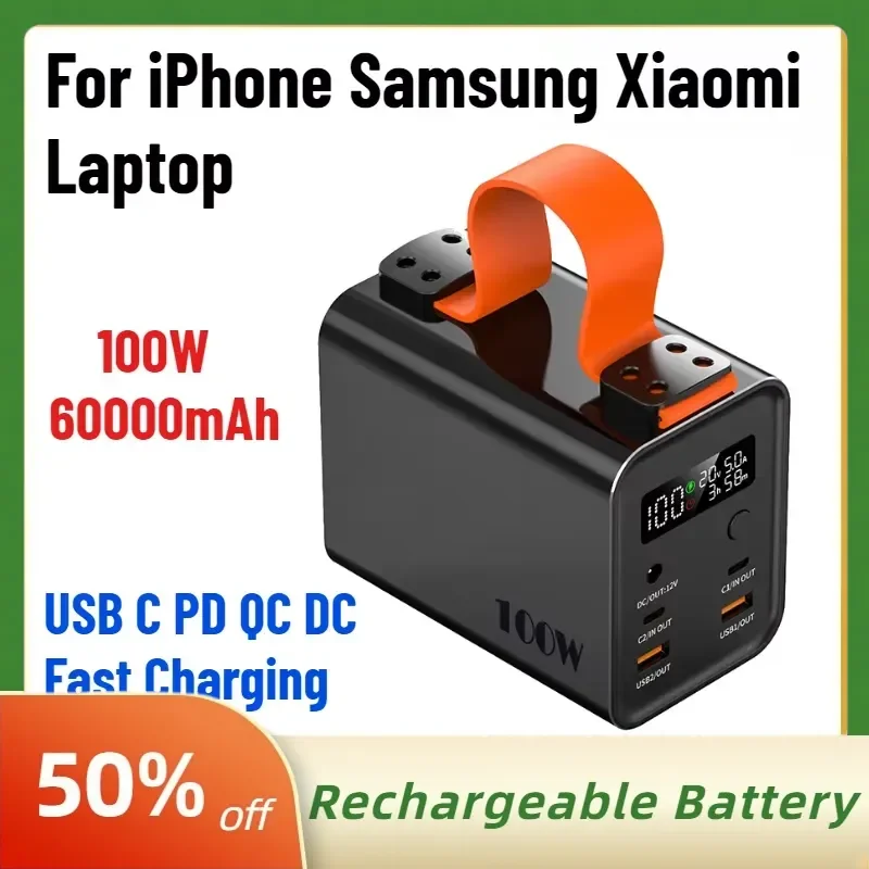 60000mAh 100W Power Bank Portable USB C PD QC DC Fast Charging Large Capacity External Battery For iPhone Samsung Xiaomi
60000mAh 100W Power Bank Portable USB C PD QC DC Fast Charging Large Capacity External Battery For iPhone Samsung Xiaomi