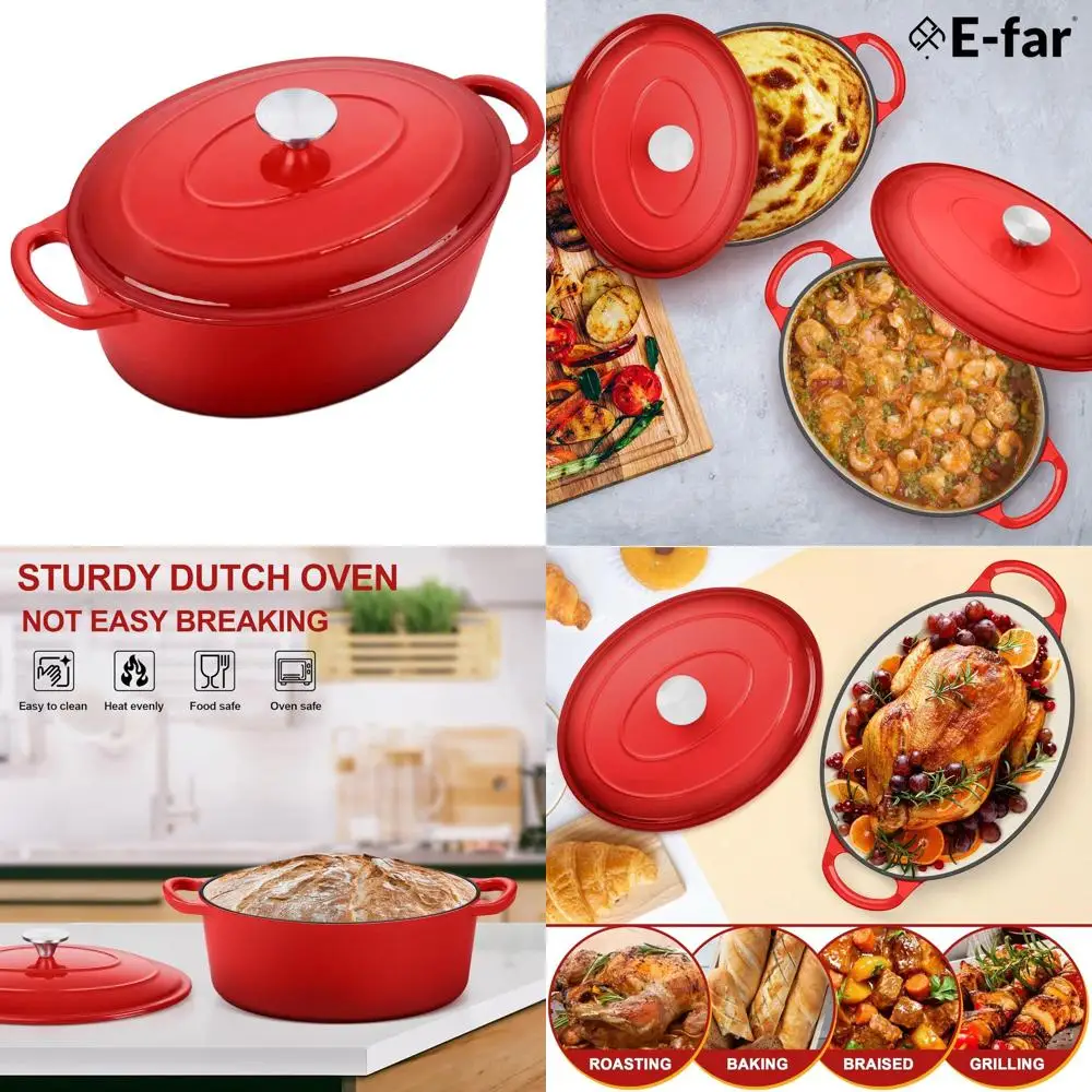 Эмалированная чугунная овальная жаровня с крышкой, двумя ручками для запекания, антипригарное красное эмалированное покрытие, легко моется, нетоксичная.
Эмалированная чугунная овальная жаровня с крышкой, двумя ручками для запекания, антипригарное красное эмалированное покрытие, легко моется, нетоксичная.