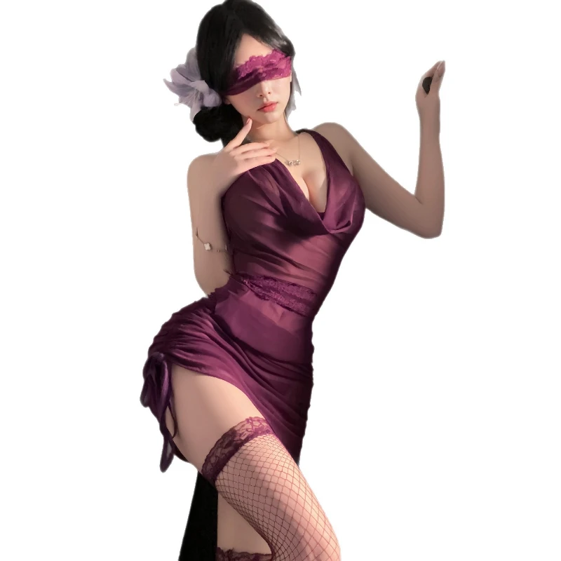 Sexy Lace Bellyband See-through Wrap Hip Skirt Temptation Women's Sleepwear Mesh Backless Seductive Adult Charm Pajamas Purple
Sexy Lace Bellyband See-through Wrap Hip Skirt Temptation Women's Sleepwear Mesh Backless Seductive Adult Charm Pajamas Purple