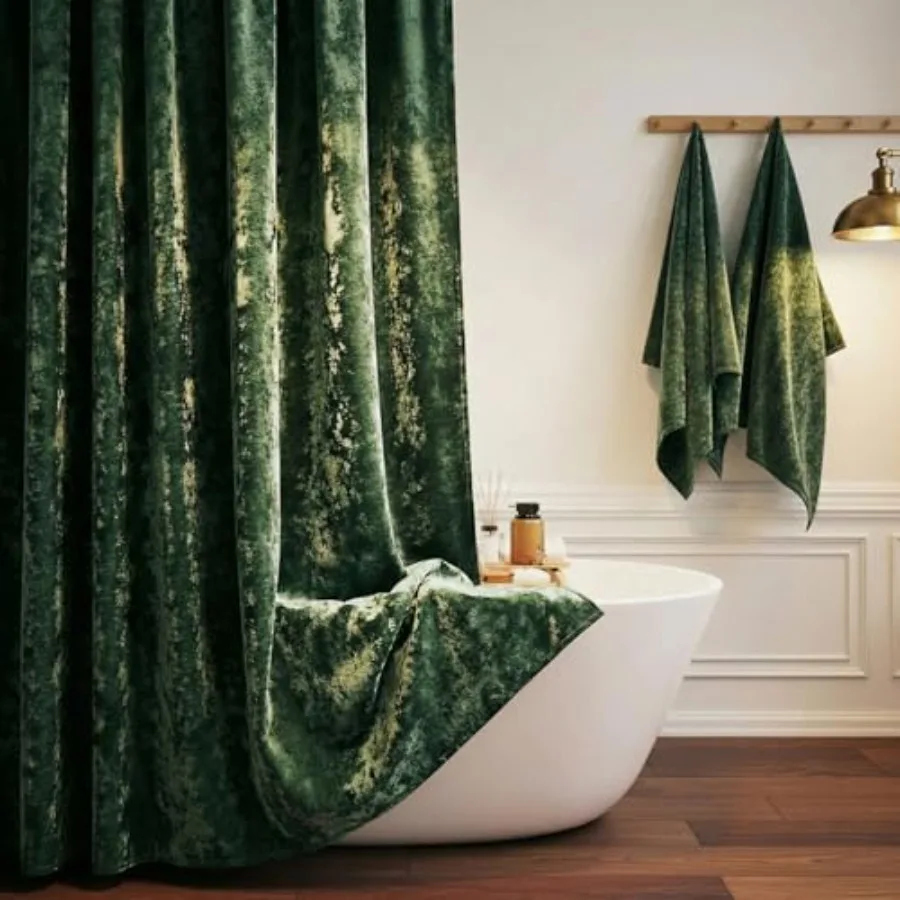 Extra Long Shower Curtain 84 inch Height, Crushed Velvet XL Shower Curtain Set with 12 Gold Hooks, Waterproof Thick Fabric, Mac
Extra Long Shower Curtain 84 inch Height, Crushed Velvet XL Shower Curtain Set with 12 Gold Hooks, Waterproof Thick Fabric, Mac