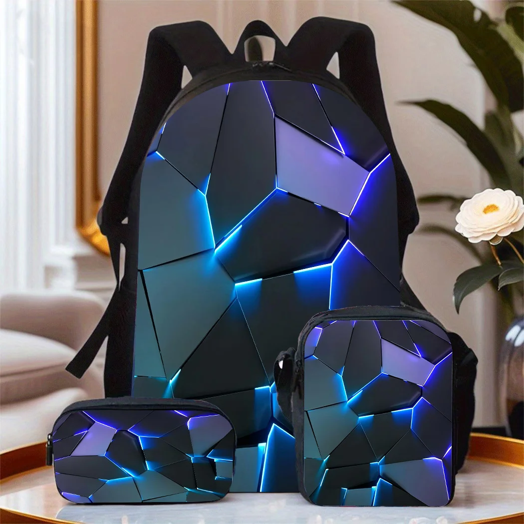 3pcs Large Capacity Oxford Cloth Backpack with Laptop Compartment, Built-In Pencil Case & Lunch Box - Lightweight School Bookbag
3pcs Large Capacity Oxford Cloth Backpack with Laptop Compartment, Built-In Pencil Case & Lunch Box - Lightweight School Bookbag