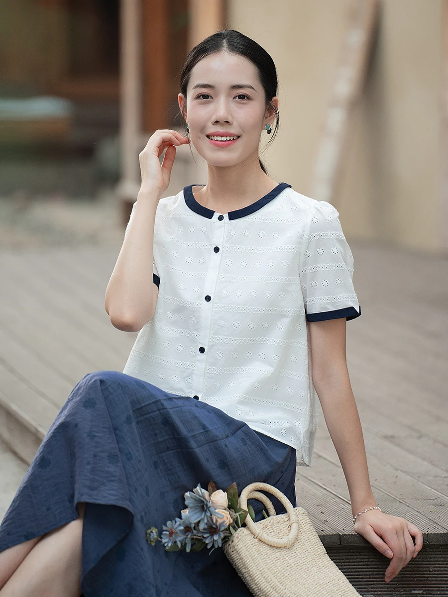 Белая круглая футболка с вышивкой из чистого хлопка, универсальная, для повседневной носки, женская, модная, летняя новинка
Белая круглая футболка с вышивкой из чистого хлопка, универсальная, для повседневной носки, женская, модная, летняя новинка