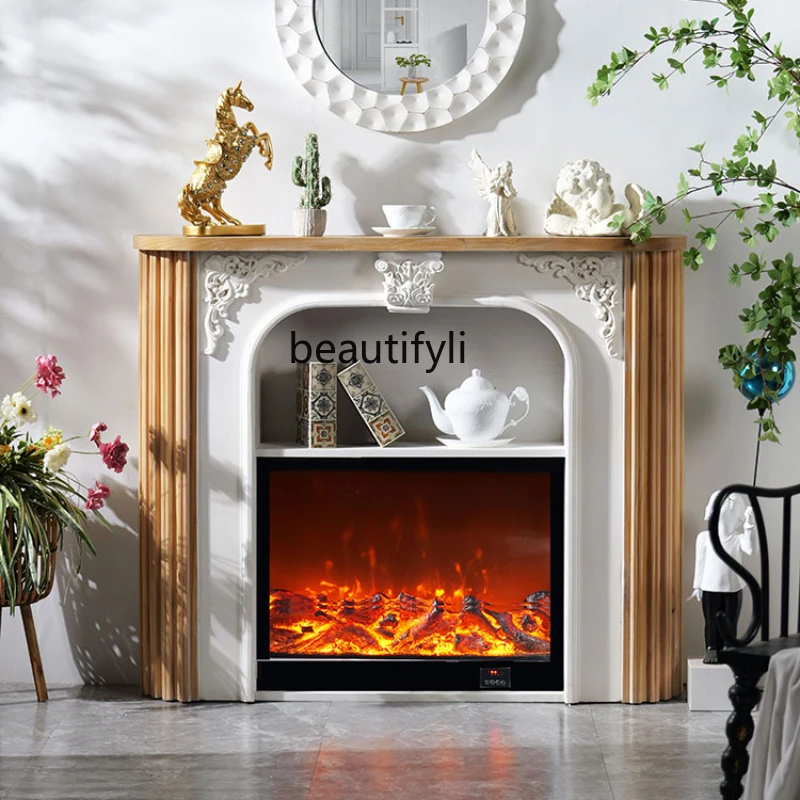French Solid Wood Simulation Flame Fireplace Home Living Room Entrance Storage Stand Villa Heating Decoration Fireplace Cabinet
French Solid Wood Simulation Flame Fireplace Home Living Room Entrance Storage Stand Villa Heating Decoration Fireplace Cabinet