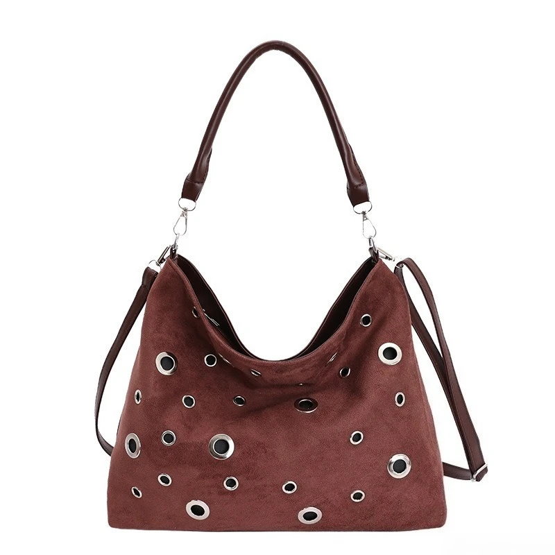 Women's Vintage Studded Suede Shoulder Tote Bag Large Capacity Casual Daily Work Commute Solid Color
Women's Vintage Studded Suede Shoulder Tote Bag Large Capacity Casual Daily Work Commute Solid Color