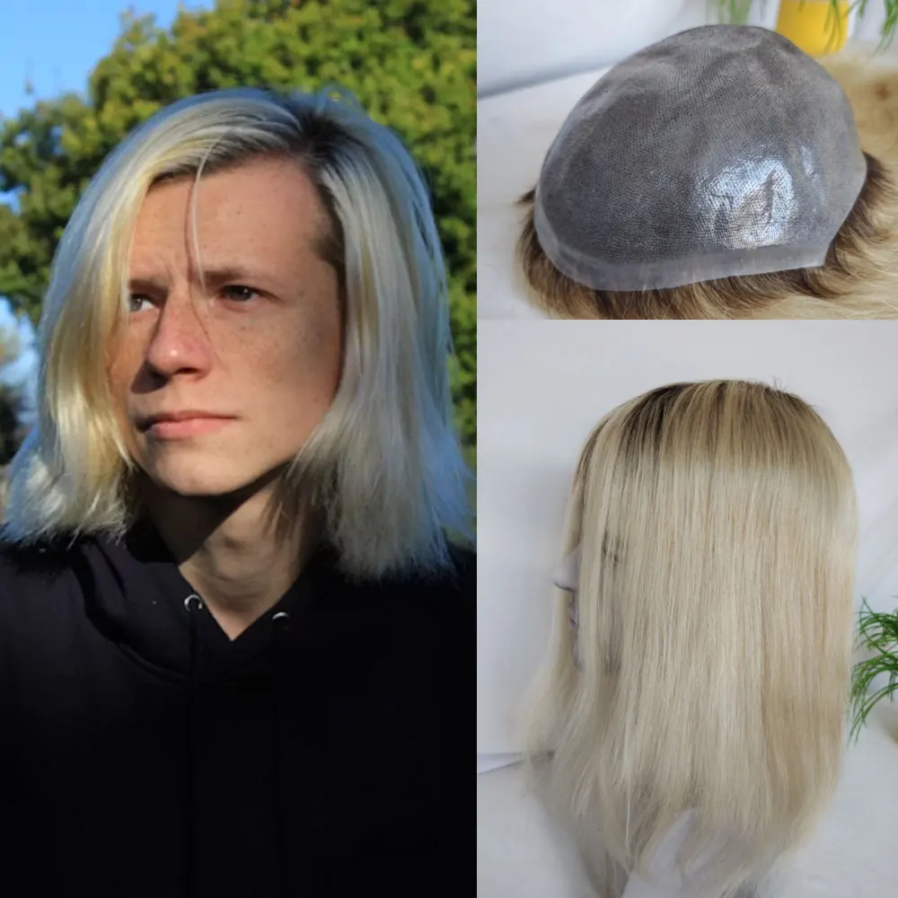 Ombre Blonde European Human Hair Wig for Men Thin Skin Full PU Base 8x10inch Long 13inch Hair Piece Toppers for Women #4T613
Ombre Blonde European Human Hair Wig for Men Thin Skin Full PU Base 8x10inch Long 13inch Hair Piece Toppers for Women #4T613