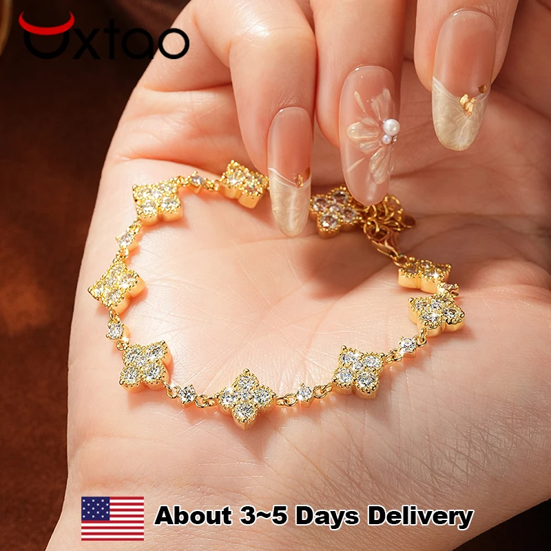 OXTAO Certified Moissanite Clover Flower Bracelets 3mm&2.5mm&2mm D VVS1 14K Gold Filled Chains Bracelet Wedding Jewelry Gifts
OXTAO Certified Moissanite Clover Flower Bracelets 3mm&2.5mm&2mm D VVS1 14K Gold Filled Chains Bracelet Wedding Jewelry Gifts