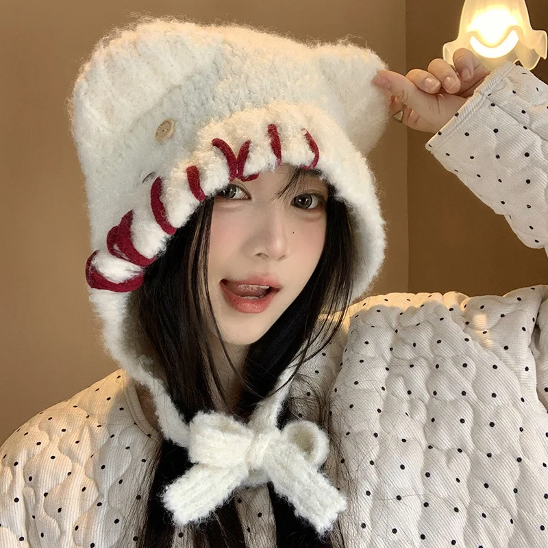 Cute Button Bear Ear Winter Hat for Women Versatile Face-Slimming Knitted Beanies Plush Warm Cold-Proof Ear Protection Hat
Cute Button Bear Ear Winter Hat for Women Versatile Face-Slimming Knitted Beanies Plush Warm Cold-Proof Ear Protection Hat