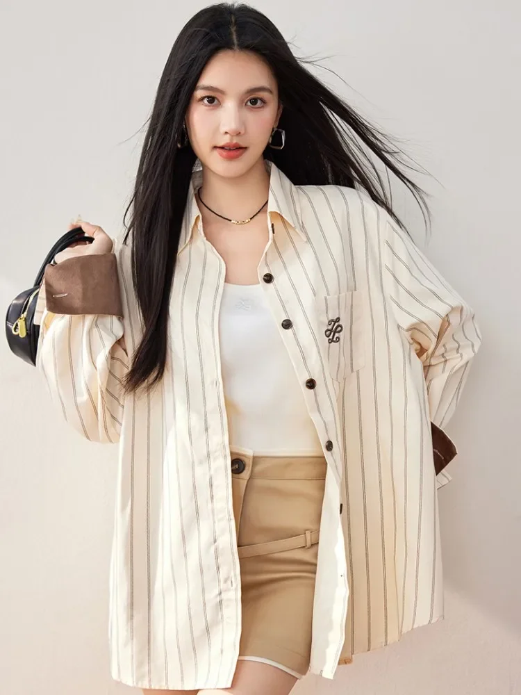 Striped Casual Long Sleeved Shirt For Women, 2024 Autumn New Design Sense, Suede Patchwork Sleeve Loose Shirt
Striped Casual Long Sleeved Shirt For Women, 2024 Autumn New Design Sense, Suede Patchwork Sleeve Loose Shirt