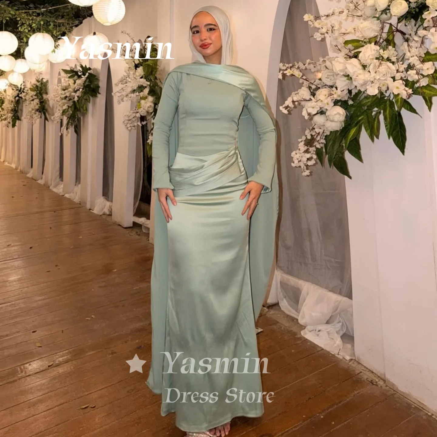 Dubai Luxury Mint Green Muslim Evening Gown Saudi Women Long Sleeve Satin Prom Dress Wedding Party Dresses Customized
Dubai Luxury Mint Green Muslim Evening Gown Saudi Women Long Sleeve Satin Prom Dress Wedding Party Dresses Customized