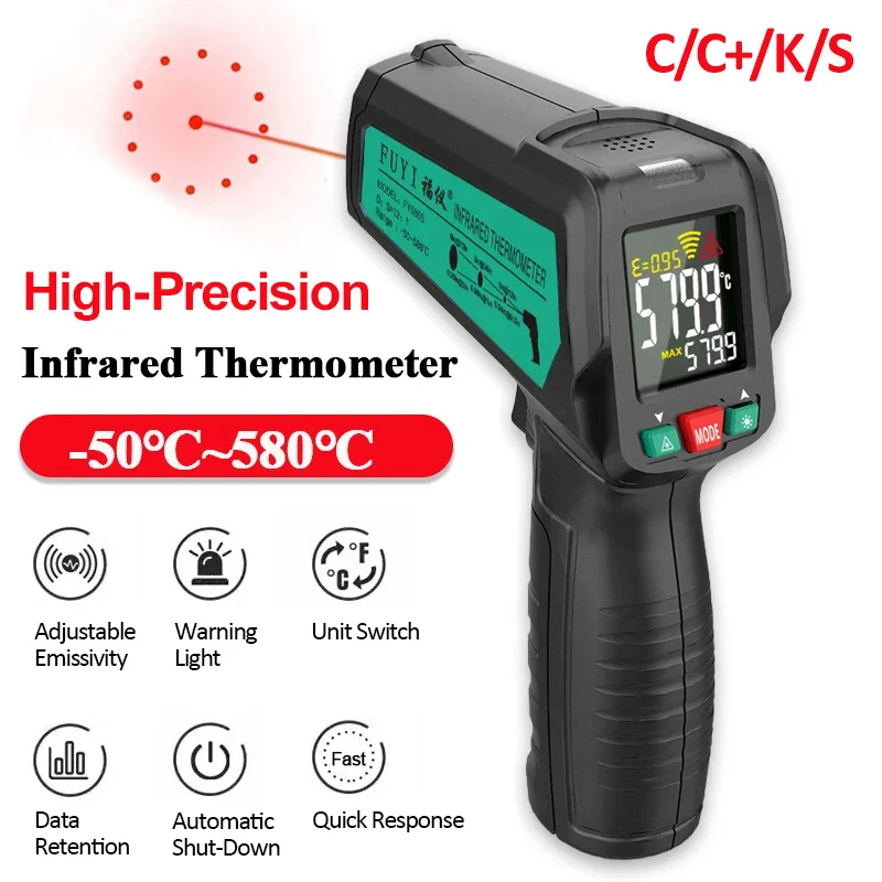Digital Infrared Thermometer Non Contact Industrial Temperature Meter -50~580C High-Precision Adjustable Emissivity Thermometer
Digital Infrared Thermometer Non Contact Industrial Temperature Meter -50~580C High-Precision Adjustable Emissivity Thermometer