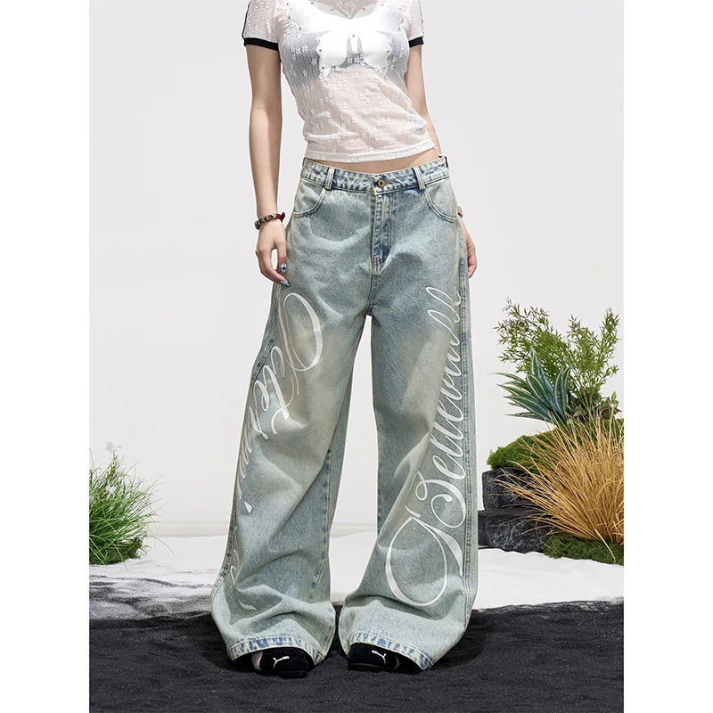ZHIZOU Women American Vintage Blue Y2k Baggy Jeans Harajuku Letter Print Denim Trousers Streetwear Japanese 2000s Oversize Pants
ZHIZOU Women American Vintage Blue Y2k Baggy Jeans Harajuku Letter Print Denim Trousers Streetwear Japanese 2000s Oversize Pants