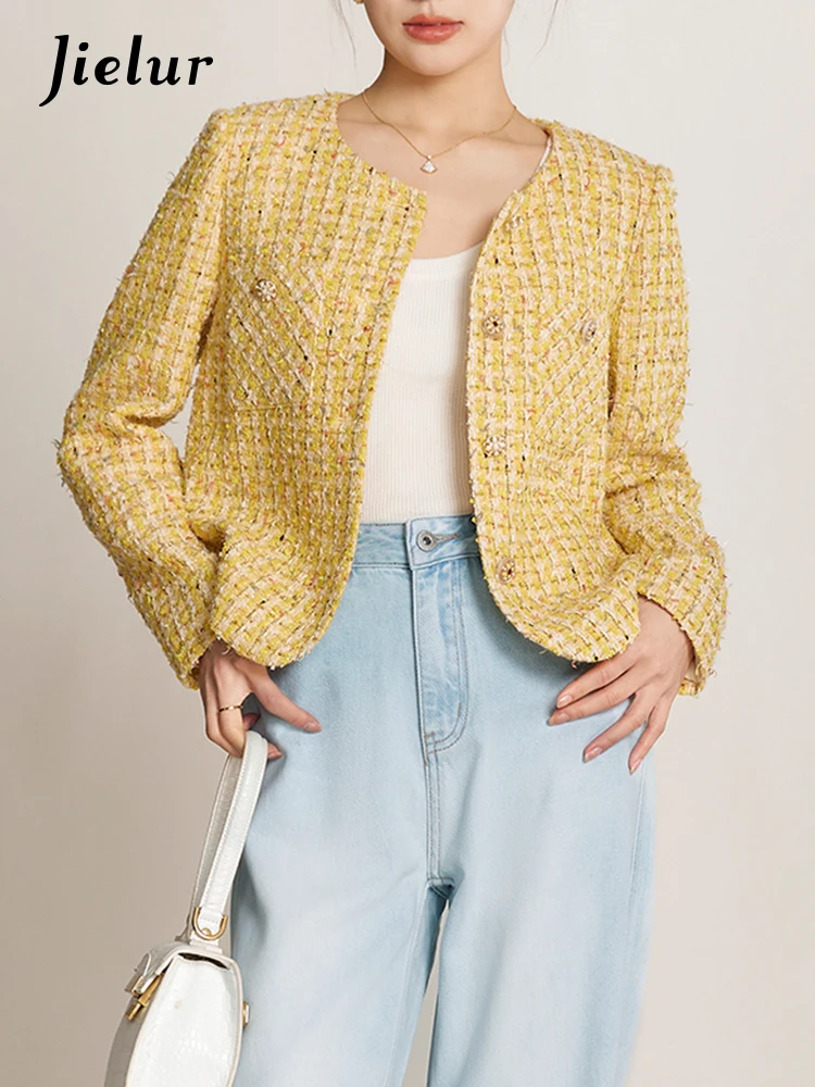 Jielur Autumn New Solid Color Slim Women Jackets Sweet Ladies Elegant Jackets Woman Fashion Yellow Street Basic Coats Female
Jielur Autumn New Solid Color Slim Women Jackets Sweet Ladies Elegant Jackets Woman Fashion Yellow Street Basic Coats Female