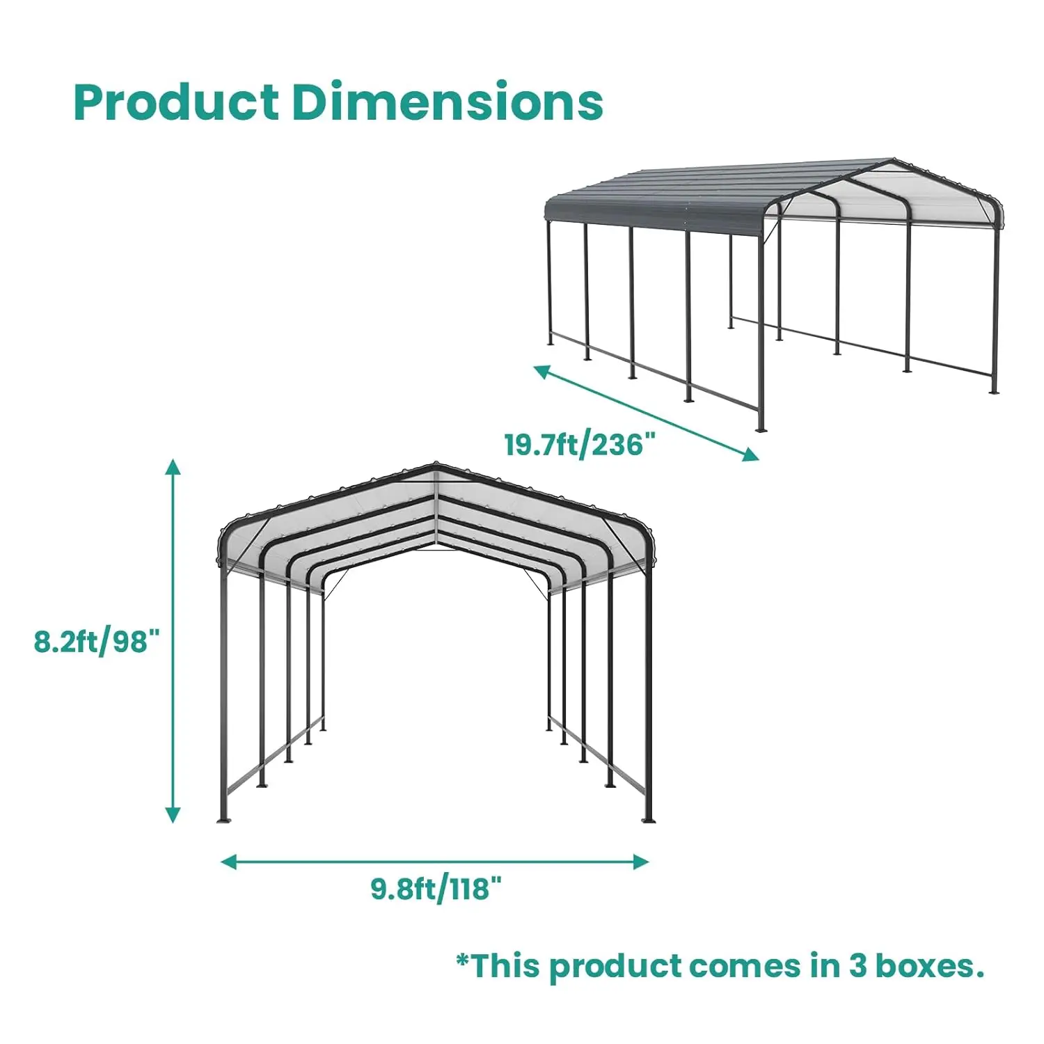Gray Custom 10x20 ft Carport, Heavy Duty Galvanized Steel Roof, Outdoor Shelter for Cars, Boats, Pickups & Tractors
Gray Custom 10x20 ft Carport, Heavy Duty Galvanized Steel Roof, Outdoor Shelter for Cars, Boats, Pickups & Tractors