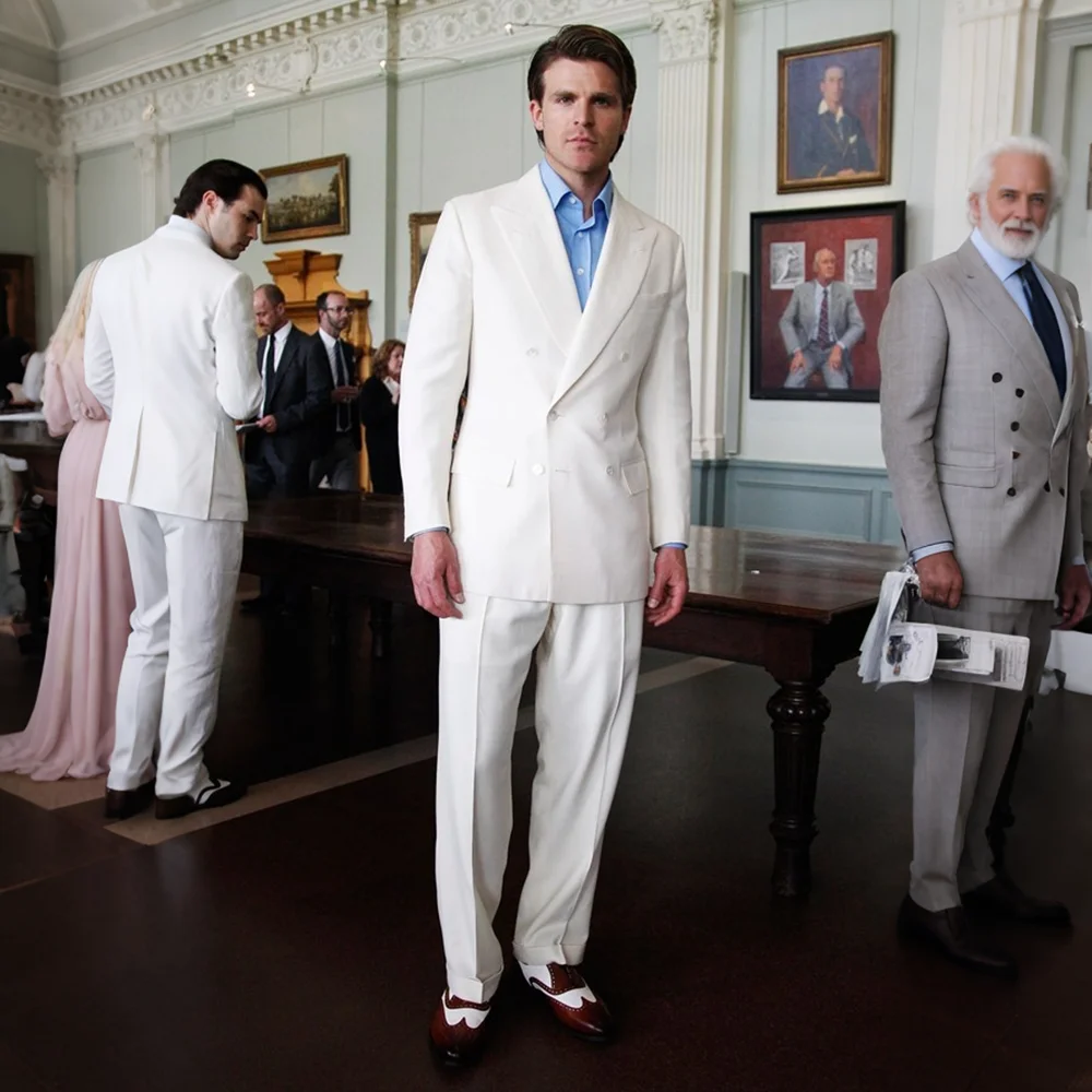 Classic Men's White Double Breasted Suit 2-Piece Banquet Attire Formal Slim Fit Jacket+Pants Business & Wedding Tuxedo
Classic Men's White Double Breasted Suit 2-Piece Banquet Attire Formal Slim Fit Jacket+Pants Business & Wedding Tuxedo