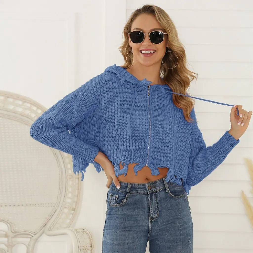 Women's Knitted Hooded Sweater Cardigan European American Style Zipper Tassel Detail Autumn Winter Outer Wear Loose Jacket
Women's Knitted Hooded Sweater Cardigan European American Style Zipper Tassel Detail Autumn Winter Outer Wear Loose Jacket