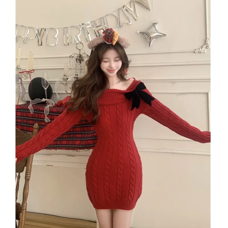 Red Knot Twist Knitted ort Dr Slim Fit One oulder Design White Enhancing Korean Sle Commute Faion for Yo...
Red Knot Twist Knitted ort Dr Slim Fit One oulder Design White Enhancing Korean Sle Commute Faion for Yo...