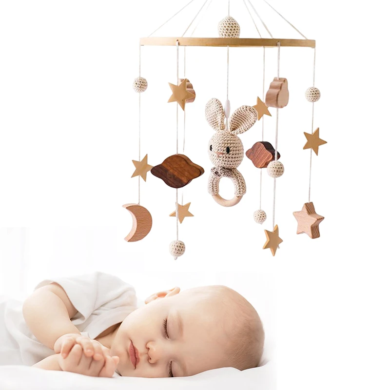 Baby Crib Mobile Wooden Hanging Baby Bed Bell, Cute Rabbit Animals Wood Crocheted Mobile Newborn Toys Cot Bed Pendant Decoration
Baby Crib Mobile Wooden Hanging Baby Bed Bell, Cute Rabbit Animals Wood Crocheted Mobile Newborn Toys Cot Bed Pendant Decoration