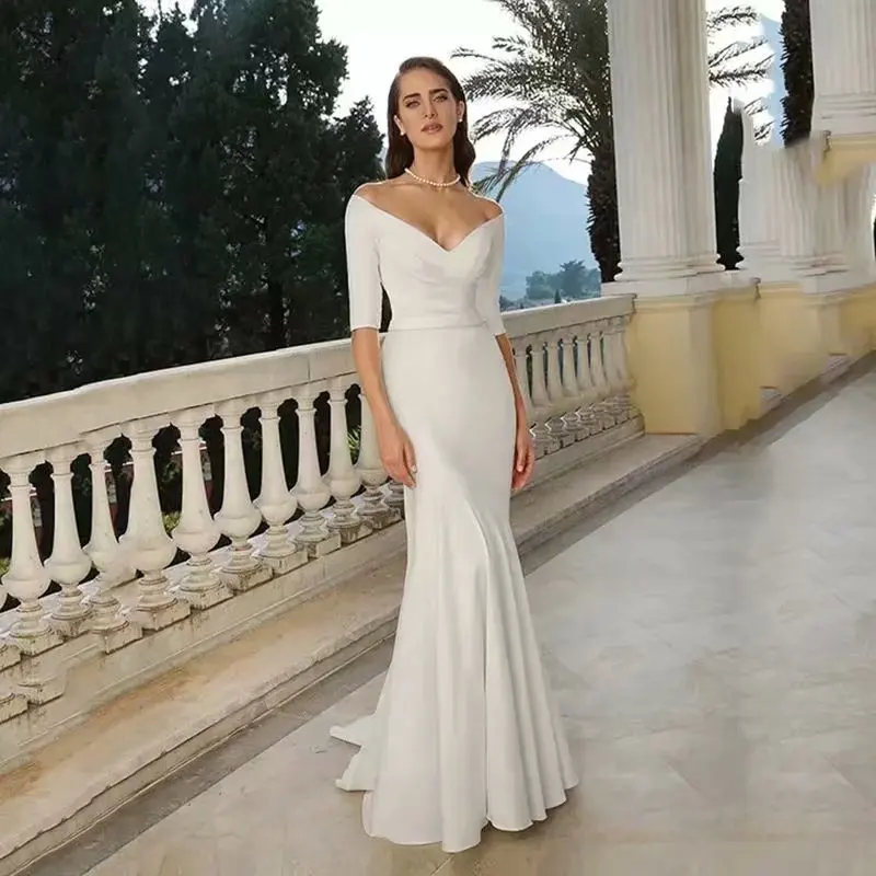 Half Sleeve Wedding Dress Sexy Satin Mermaid Elegant Dresses For Bridal Gown Plus Size Vestido De Noiva
Half Sleeve Wedding Dress Sexy Satin Mermaid Elegant Dresses For Bridal Gown Plus Size Vestido De Noiva