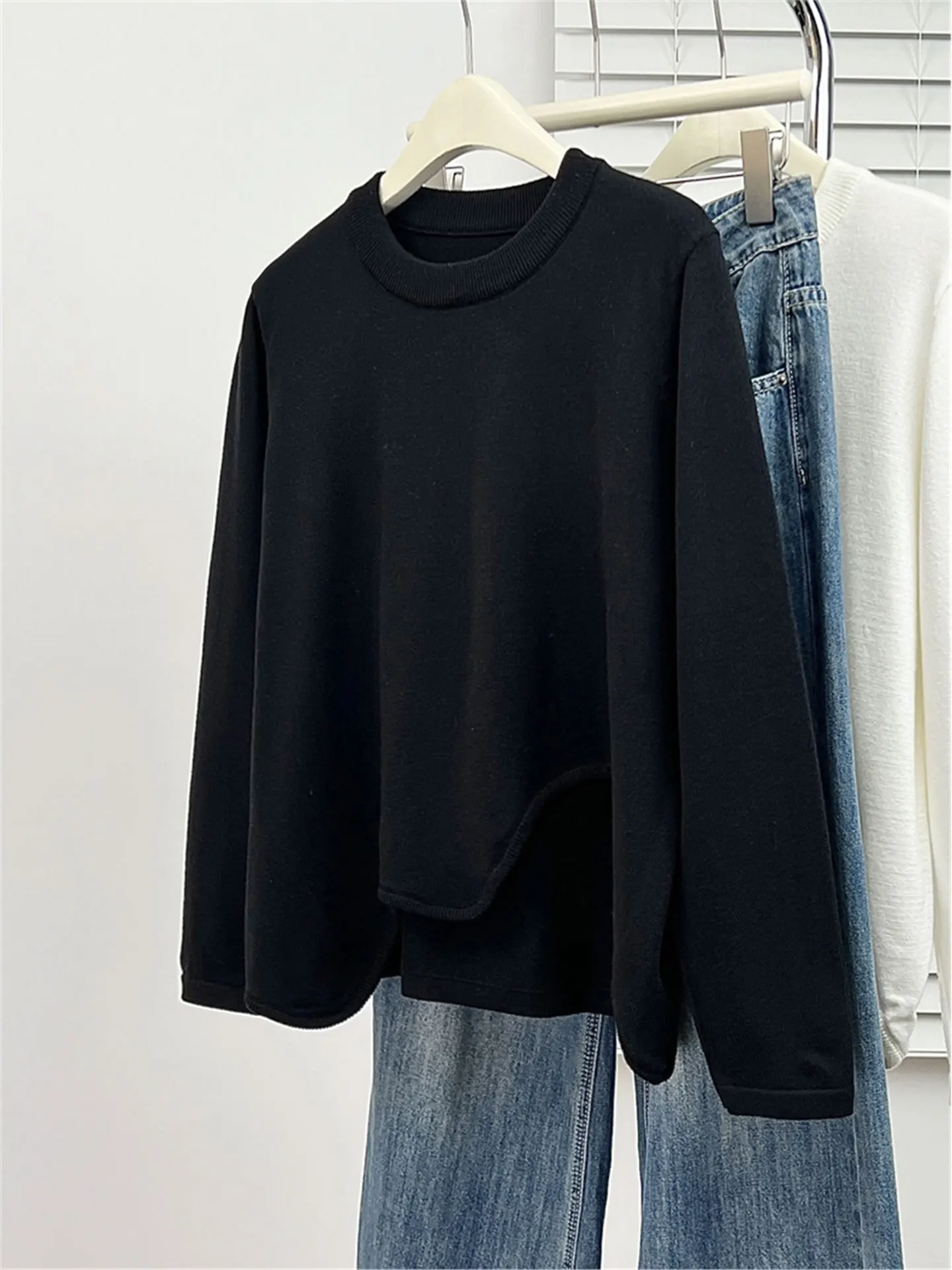 Irregular Long Sve Knitted Base irt Sweater Women's Sle Winter plus Size Slimming Trendy Top Korean Version Commute
Irregular Long Sve Knitted Base irt Sweater Women's Sle Winter plus Size Slimming Trendy Top Korean Version Commute