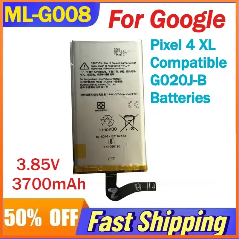 ML-G008 3.85V 3700mAh Mobile Phone Li-Polymer Battery For Google Pixel 4 XL Compatible G020J-B Batteries
ML-G008 3.85V 3700mAh Mobile Phone Li-Polymer Battery For Google Pixel 4 XL Compatible G020J-B Batteries