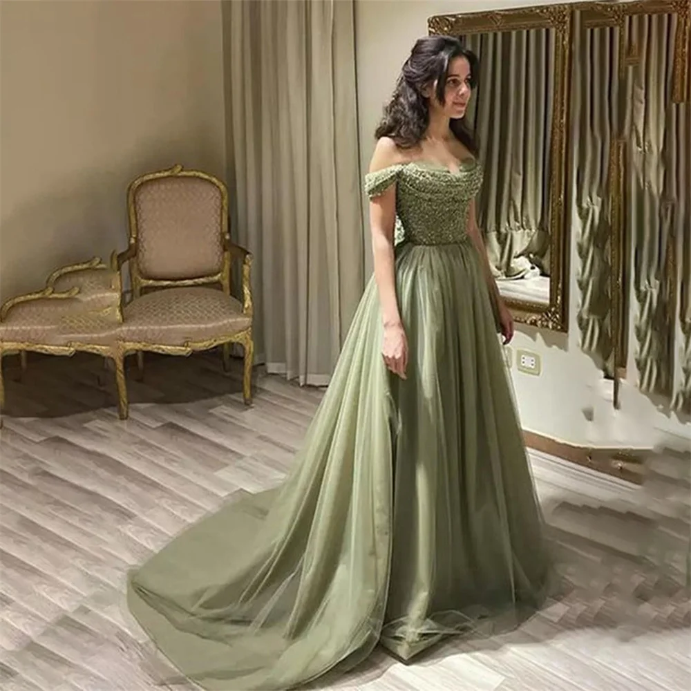 Lily Off Shoulder Formal Dress Sweetheart Beading Party Dress Green Net For Wedding Glitter Special Occasion Dress robe soirée
Lily Off Shoulder Formal Dress Sweetheart Beading Party Dress Green Net For Wedding Glitter Special Occasion Dress robe soirée
