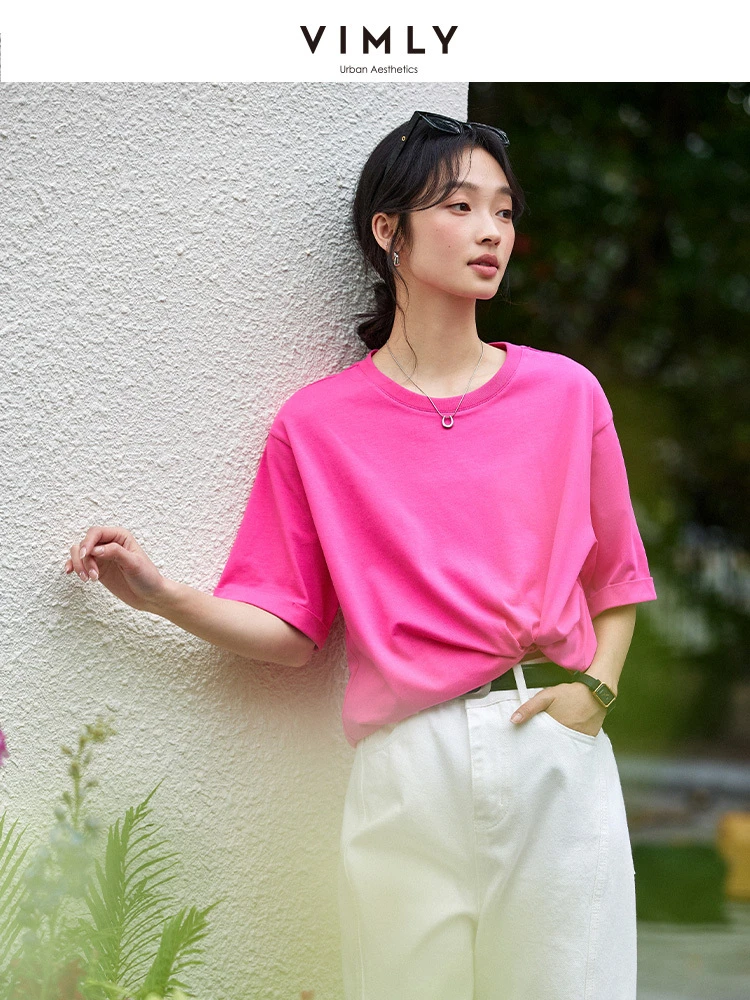 VIMLY Loose Summer T-shirt Woman Drop Short Sleeve Tee Shirt Women's Tops 2025 Casual Basic Cotton T Shirt Ladies Clothing A1229
VIMLY Loose Summer T-shirt Woman Drop Short Sleeve Tee Shirt Women's Tops 2025 Casual Basic Cotton T Shirt Ladies Clothing A1229