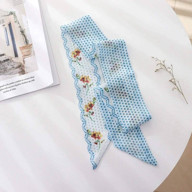 Summer French retro blue tie hair small floral long silk scarf headband braided hair chiffon thin ribbon scarf
Summer French retro blue tie hair small floral long silk scarf headband braided hair chiffon thin ribbon scarf