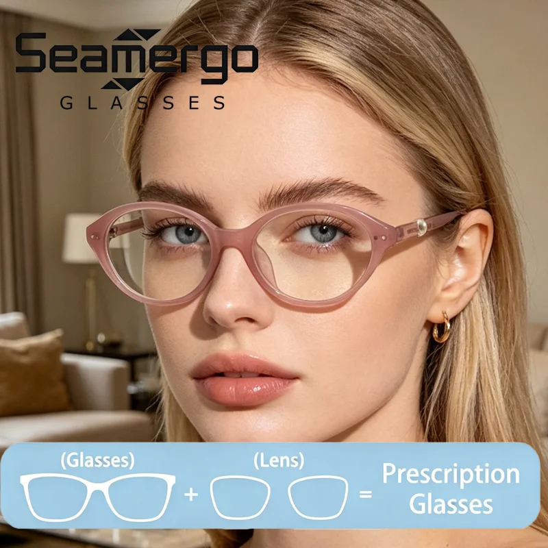 SEAMERGO Trendy Pearl Design Reading Glasses Women Stylish Oval Prescription Eyeglasses Men's Ultralight HD Customized Glasses
SEAMERGO Trendy Pearl Design Reading Glasses Women Stylish Oval Prescription Eyeglasses Men's Ultralight HD Customized Glasses