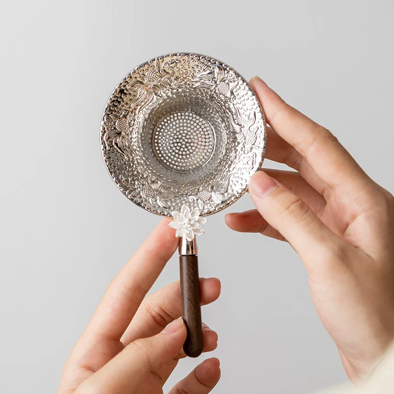 Hand-Chased Koi Tea Strainer (Silver-Tin) Lotus Wooden Handle Tea Filter (Stainless Steel) – Traditional Kung Fu Tea Accesso
Hand-Chased Koi Tea Strainer (Silver-Tin) Lotus Wooden Handle Tea Filter (Stainless Steel) – Traditional Kung Fu Tea Accesso